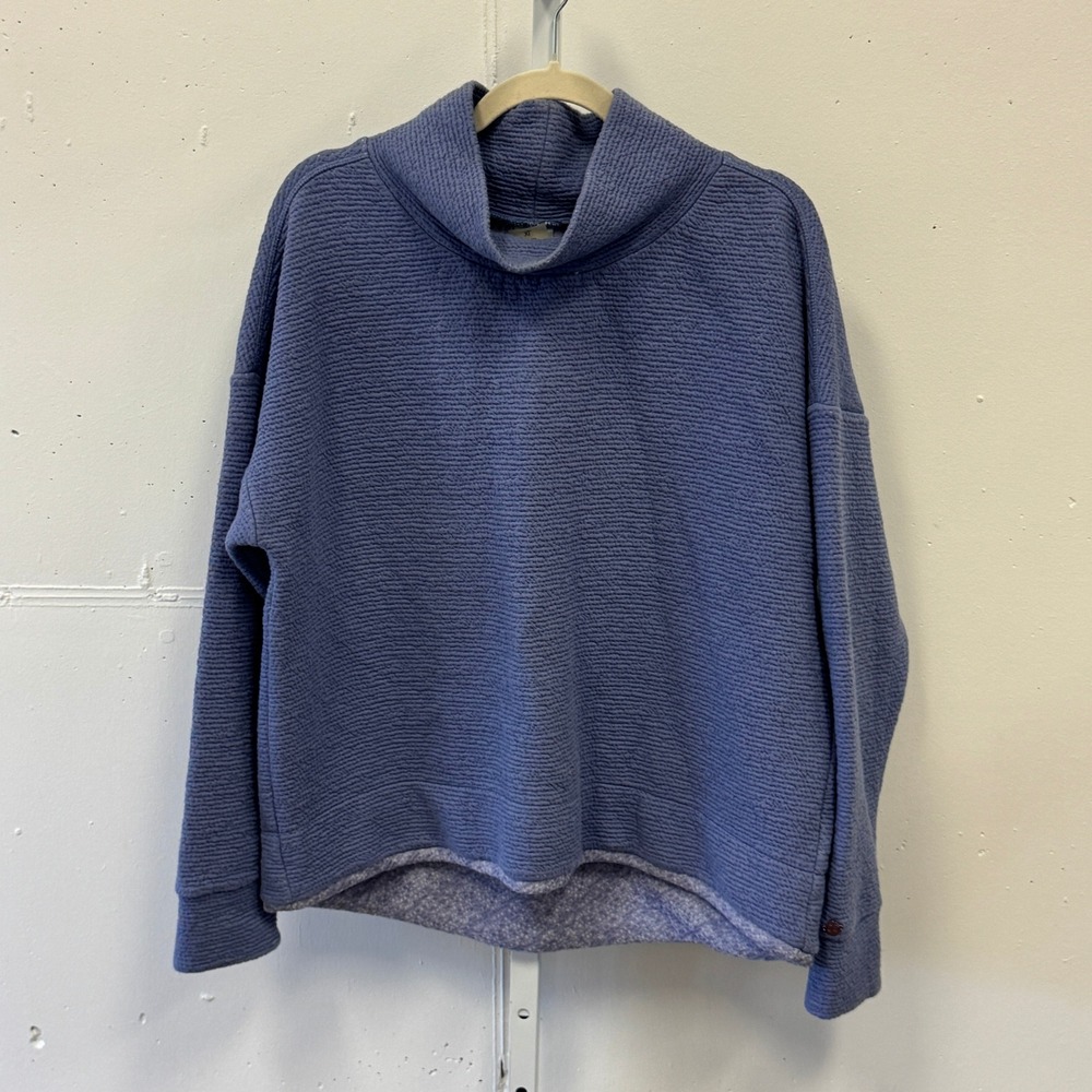 Calia by Carrie Underwood Blue Textured Funnel Neck Pullover Sweatshirt Sporty